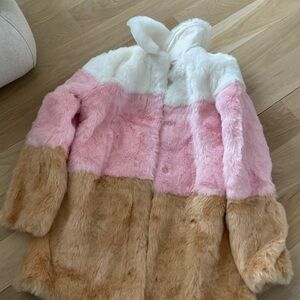Kids Faux Fur Colorblock Jacket